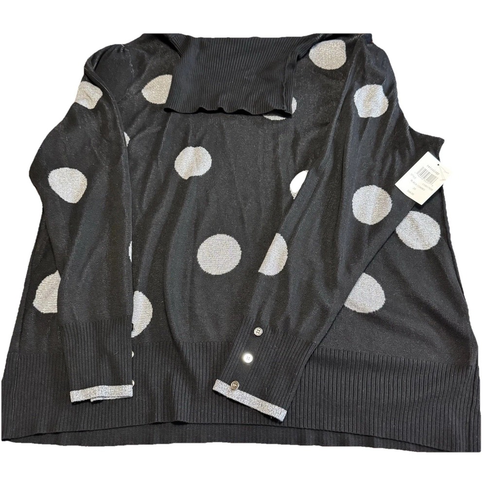 Retrology‎ Turtleneck Sweater Women's Size 2XL Black-Gray/Silver Polka Dots NWT